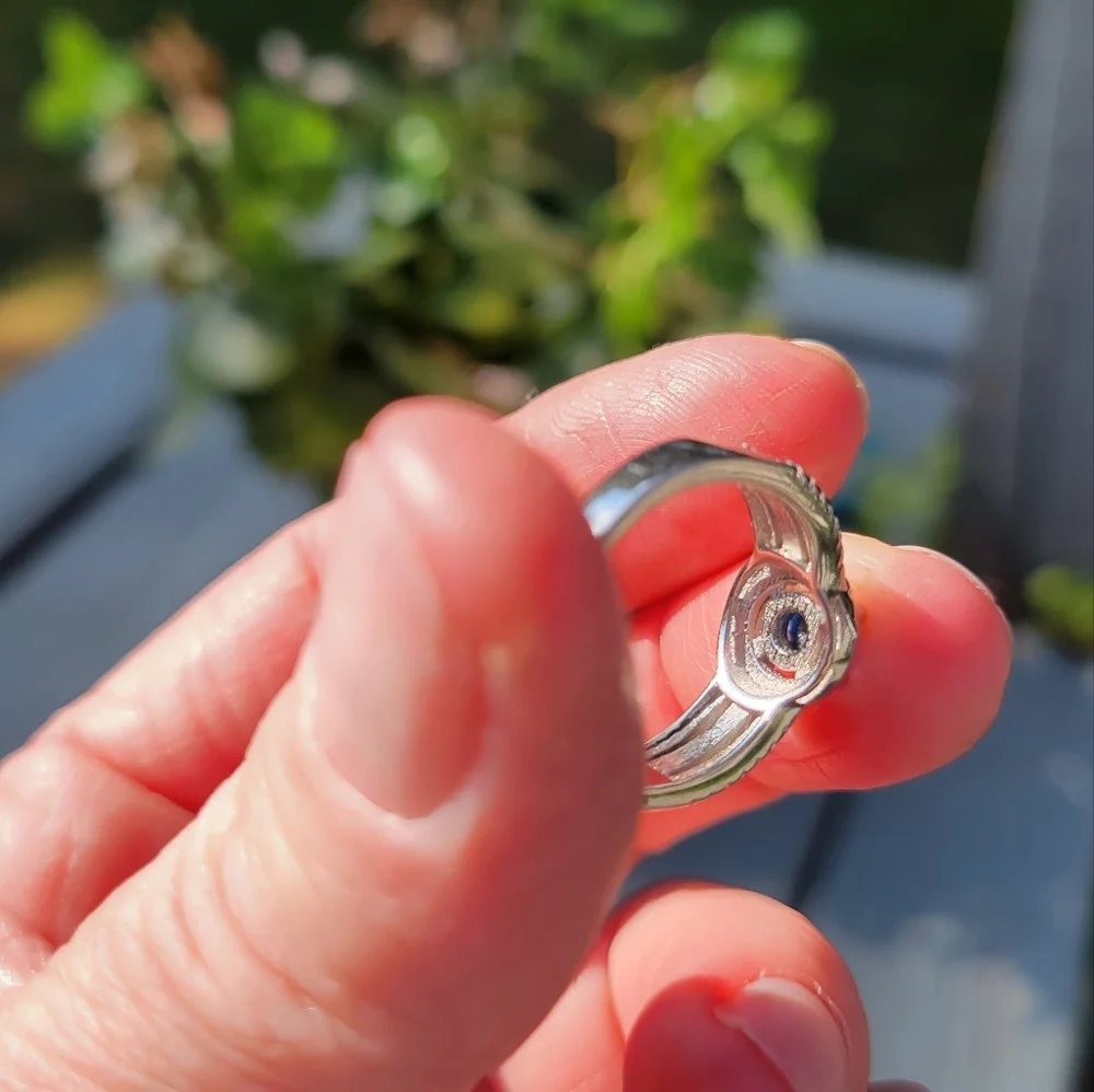 NEW Platinum‎ Plated Sapphire Pave Diamond Simulant Ring